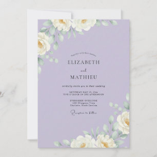Invitation Mariage au Ranunculus Blanc et Eucalyptus Lavande