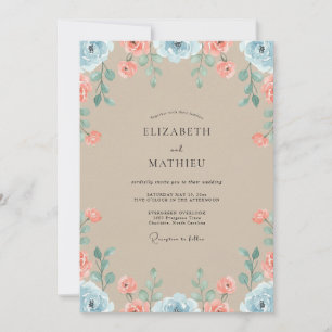 Invitation Mariage au Ranunculus Bleuet Tan et Eucalyptus