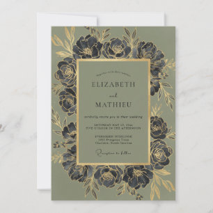 Invitation Mariage au Ranunculus Charbon d'Olive et Eucalyptu