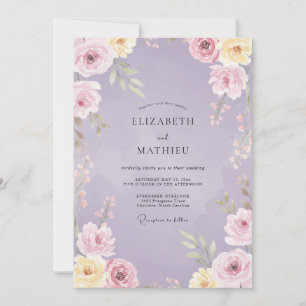 Invitation Mariage au Ranunculus Crème Pâle Lilas et Eucalypt