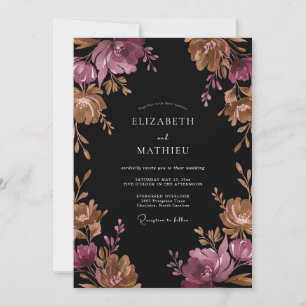 Invitation Mariage au Ranunculus cuivreux noir et Eucalyptus