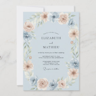 Invitation Mariage au Ranunculus Eucalyptus Ardoise Champagne