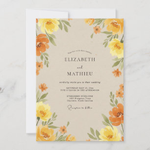 Invitation Mariage au Ranunculus Eucalyptus au Miel Ambré