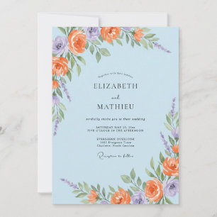 Invitation Mariage au Ranunculus Eucalyptus Azur Pourpre Cora