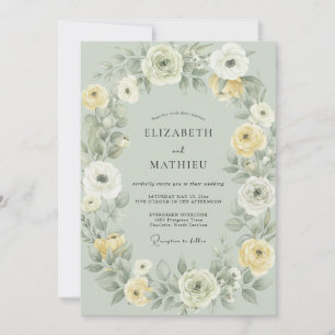 Invitation Mariage au Ranunculus Eucalyptus Beurre de Céladon