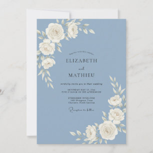 Invitation Mariage au Ranunculus Eucalyptus Blanc Acier