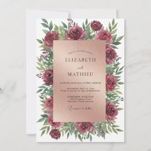 Invitation Mariage au Ranunculus Eucalyptus bordeaux