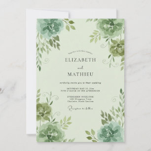 Invitation Mariage au Ranunculus Eucalyptus Celadon