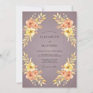 Invitation Mariage au Ranunculus Eucalyptus et Pêche Mauve