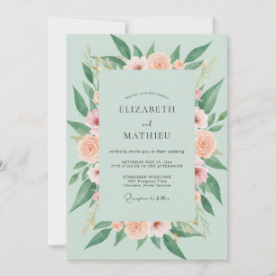 Invitation Mariage au Ranunculus Eucalyptus et Rose Tendre Mo