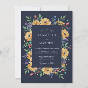 Invitation Mariage au Ranunculus Eucalyptus Jaune de Minuit
