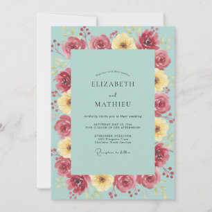 Invitation Mariage au Ranunculus Eucalyptus Magenta Mousse de