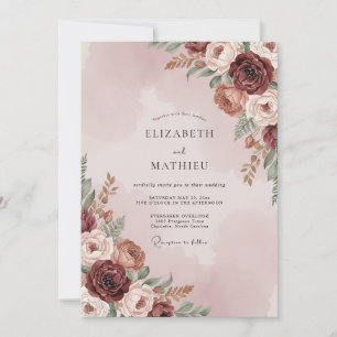 Invitation Mariage au Ranunculus Eucalyptus Mauve Terracotta