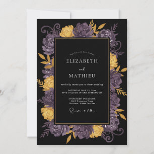 Invitation Mariage au Ranunculus Eucalyptus Noir Violet
