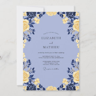 Invitation Mariage au Ranunculus Eucalyptus Or et Pervenche
