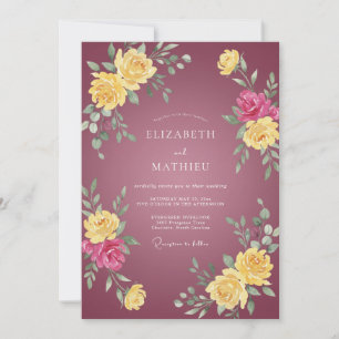 Invitation Mariage au Ranunculus Eucalyptus Or Mauve