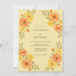 Invitation Mariage au Ranunculus Eucalyptus Orange Doré