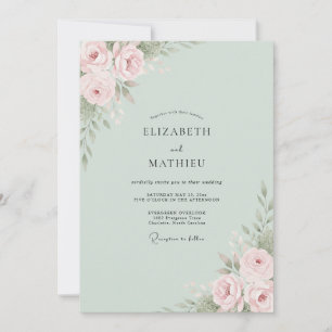 Invitation Mariage au Ranunculus Eucalyptus Sauge Rose