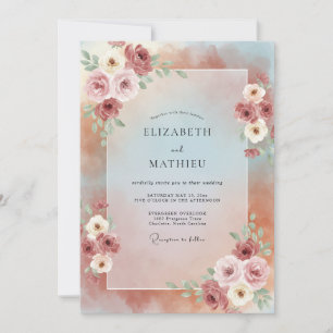 Invitation Mariage au Ranunculus Eucalyptus Terracotta Mauve