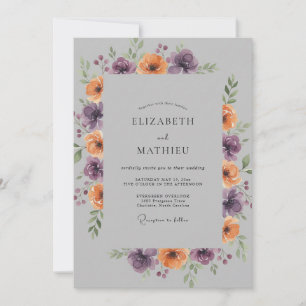Invitation Mariage au Ranunculus Eucalyptus Terracotta Prune