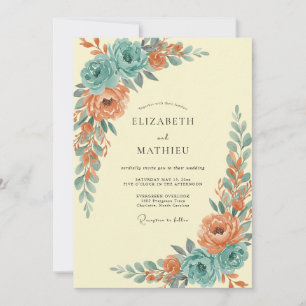 Invitation Mariage au Ranunculus Eucalyptus Turquoise Terre C