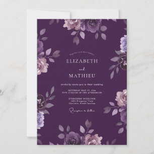 Invitation Mariage au Ranunculus Eucalyptus Violet Profond