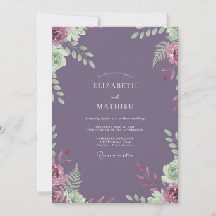Invitation Mariage au Ranunculus Feuillu Améthyste