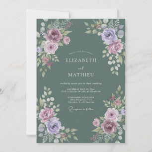 Invitation Mariage au Ranunculus Lavande Ardoise et Eucalyptu