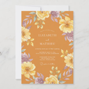 Invitation Mariage au Ranunculus Lilas Moutarde et Eucalyptus