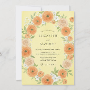 Invitation Mariage au Ranunculus Orange Eucalyptus Beurre