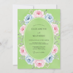 Invitation Mariage au Ranunculus Pastel Pistache et Eucalyptu