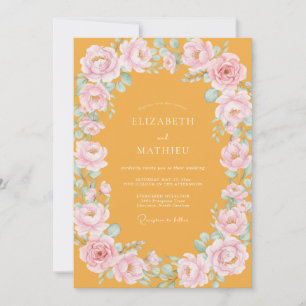 Invitation Mariage au Ranunculus Péché Moutarde et Eucalyptus