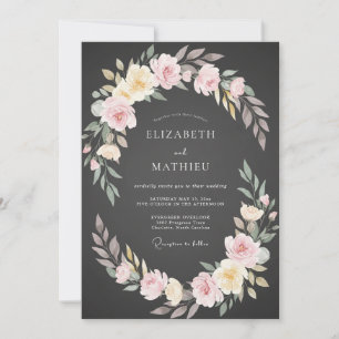 Invitation Mariage au Ranunculus Rose Charbon et Eucalyptus