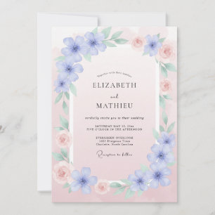 Invitation Mariage au Ranunculus Rose Pâle et Eucalyptus Perv