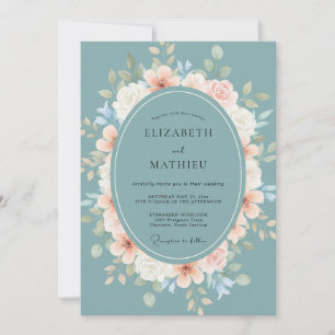 Invitation Mariage au Ranunculus Rose Pâle et Eucalyptus sur