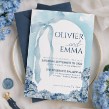 Mariage au Ruban d'Hydrangea Bleu Élégant