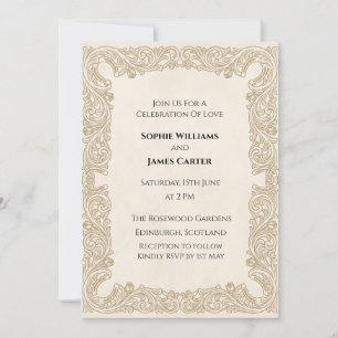 Invitation Mariage au Ruban Doré