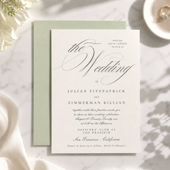 Invitation Mariage au Script Vert Pistache (Créateur téléchargé)