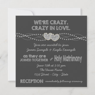 Invitation Mariage au tableau noir à deux cœurs