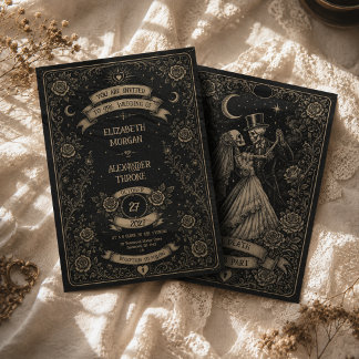 Invitation Mariage au Tarot gothique noir jusqu'à ce que la m