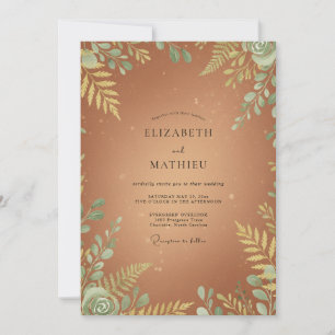 Invitation Mariage au thème Cuivre et Fougère Dorée
