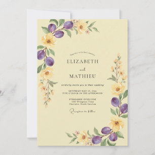 Invitation Mariage au thème olive eucalyptus jaune pâle