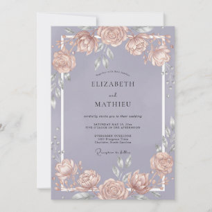 Invitation Mariage au ton de vigne pêche violet atténué