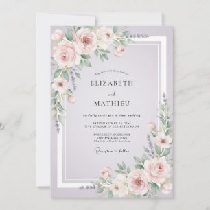 Invitation Mariage au ton lilas rosé