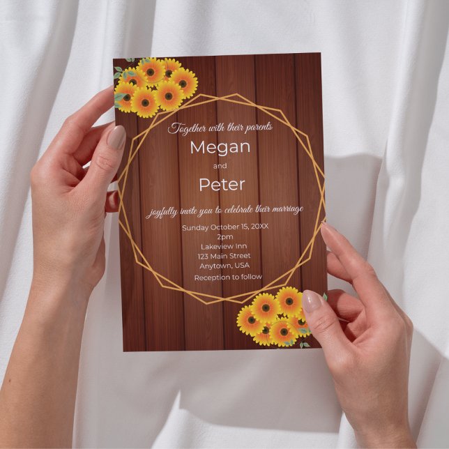 Invitation Mariage au tournesol rustique (Créateur téléchargé)