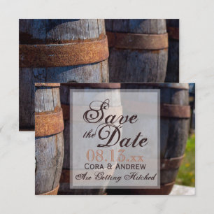 Invitation Mariage au vignoble champêtre et tonneau de vin ru