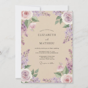 Invitation Mariage au vignoble de champagne lilas