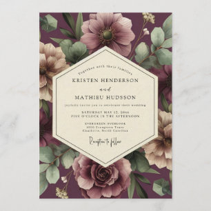 Invitation Mariage Aubergine Blush Moody Flora