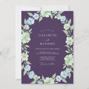 Invitation Mariage Aubergine Menthe Feuillage Eucalyptus