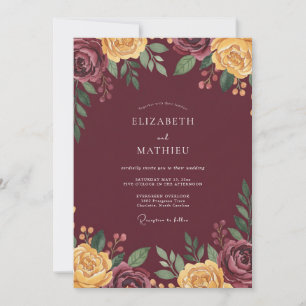 Invitation Mariage Automnal Antique Bourgogne